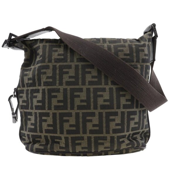 FENDI Zucca Shoulder Bag One Belt Brown Nylon canvas Women - Picture 1 of 15
